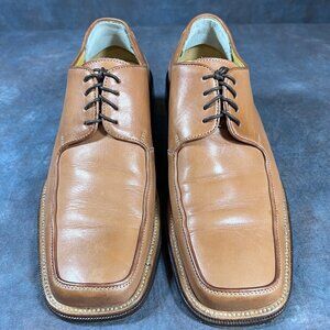 Pignataro Men's Brown Leather Square Toe Dress Shoes Made in Italy EUR 41 US 8